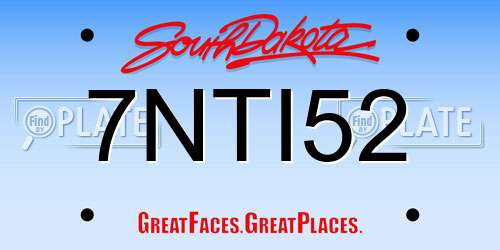 7NTI52 South Dakota License Plate