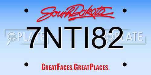7NTI82 South Dakota License Plate