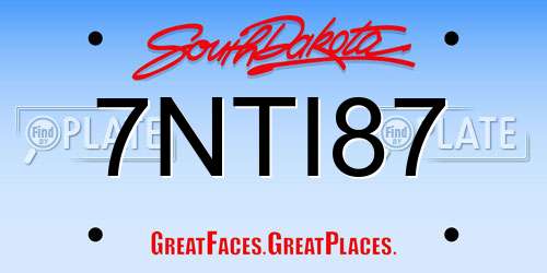 7NTI87 South Dakota License Plate