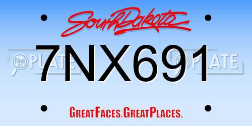 7NX691 South Dakota License Plate