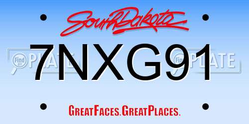 7NXG91 South Dakota License Plate
