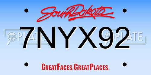 7NYX92 South Dakota License Plate