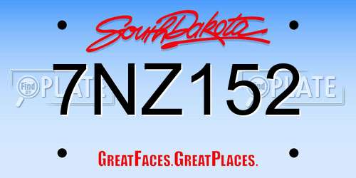 7NZ152 South Dakota License Plate