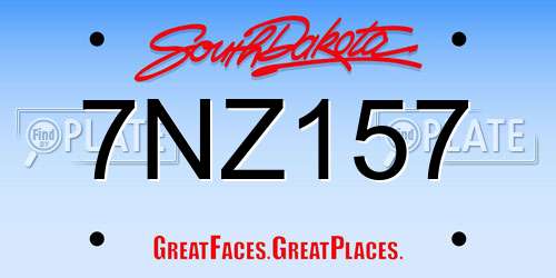 7NZ157 South Dakota License Plate