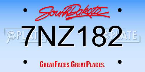 7NZ182 South Dakota License Plate