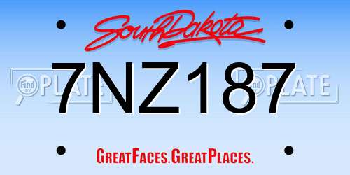 7NZ187 South Dakota License Plate
