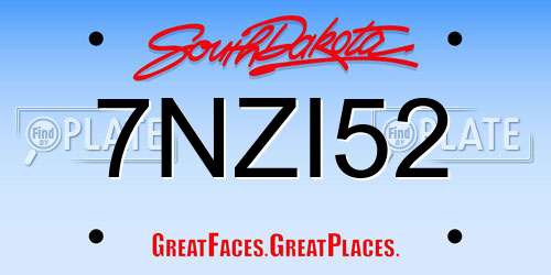 7NZI52 South Dakota License Plate