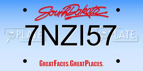 7NZI57 South Dakota License Plate
