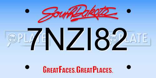 7NZI82 South Dakota License Plate