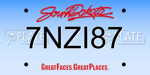 7NZI87 South Dakota License Plate