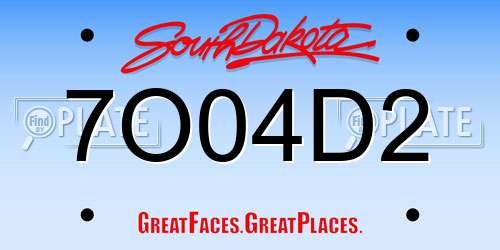 7O04D2 South Dakota License Plate