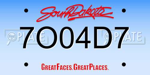 7O04D7 South Dakota License Plate