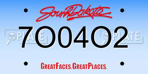 7O04O2 South Dakota License Plate