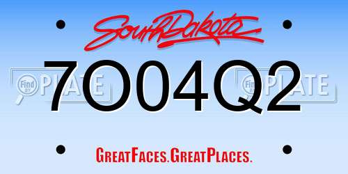 7O04Q2 South Dakota License Plate