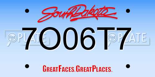 7O06T7 South Dakota License Plate