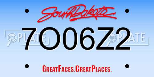 7O06Z2 South Dakota License Plate