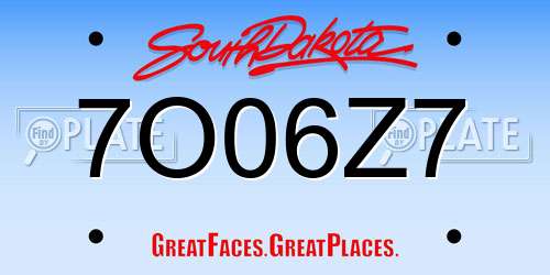 7O06Z7 South Dakota License Plate