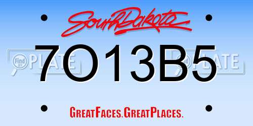7O13B5 South Dakota License Plate