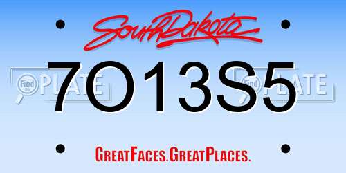 7O13S5 South Dakota License Plate