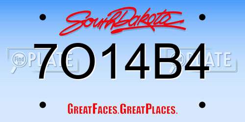 7O14B4 South Dakota License Plate