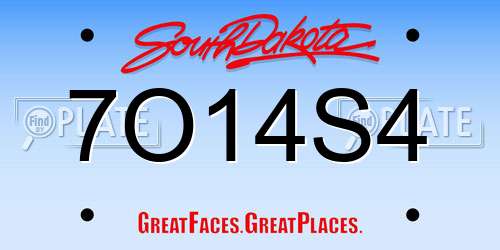 7O14S4 South Dakota License Plate