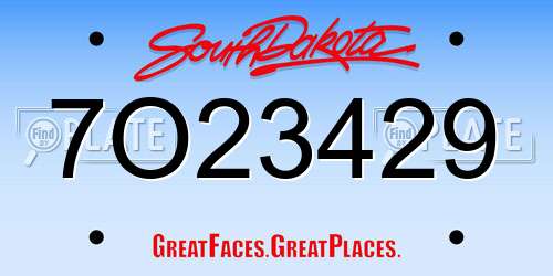7O23429 South Dakota License Plate