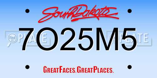 7O25M5 South Dakota License Plate
