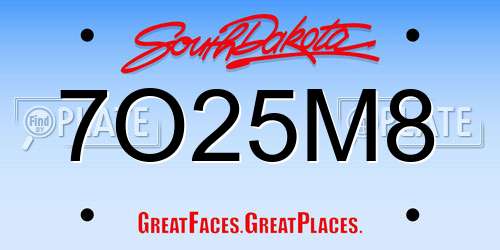 7O25M8 South Dakota License Plate