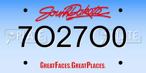 7O27O0 South Dakota License Plate