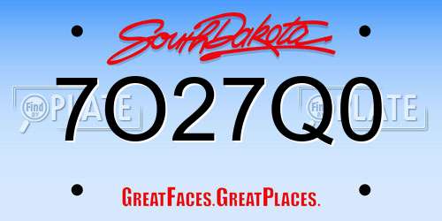 7O27Q0 South Dakota License Plate