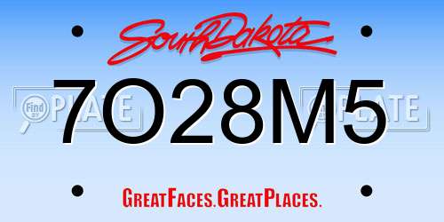 7O28M5 South Dakota License Plate