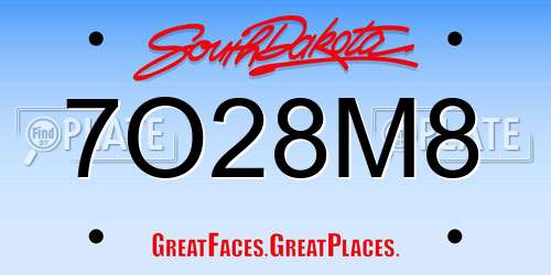 7O28M8 South Dakota License Plate