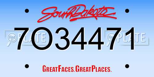 7O34471 South Dakota License Plate