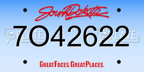 7O42622 South Dakota License Plate