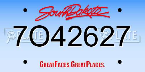 7O42627 South Dakota License Plate