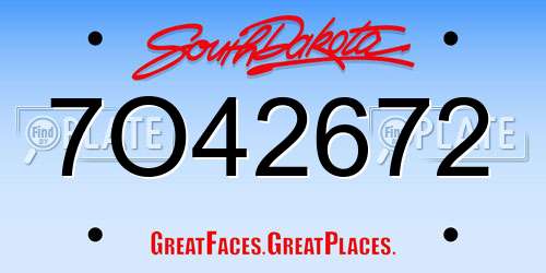 7O42672 South Dakota License Plate