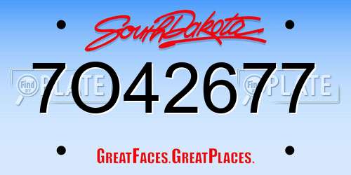 7O42677 South Dakota License Plate