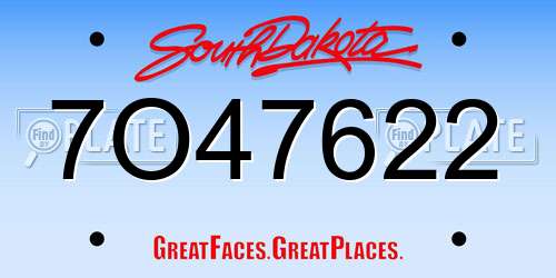 7O47622 South Dakota License Plate