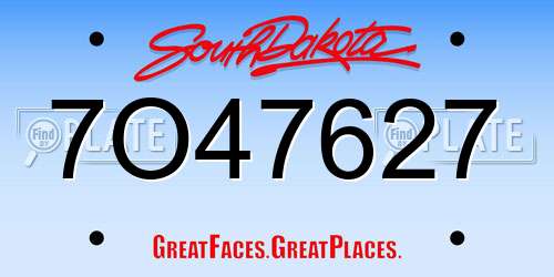 7O47627 South Dakota License Plate