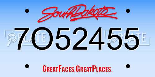 7O52455 South Dakota License Plate