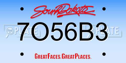 7O56B3 South Dakota License Plate