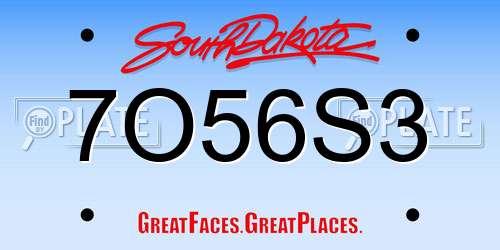 7O56S3 South Dakota License Plate
