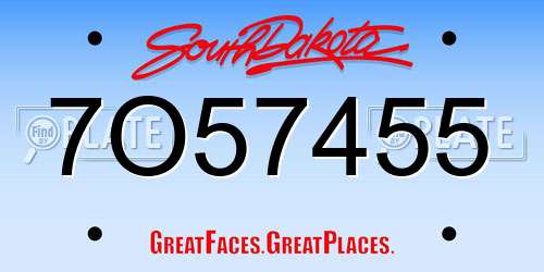7O57455 South Dakota License Plate