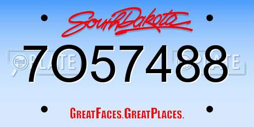 7O57488 South Dakota License Plate