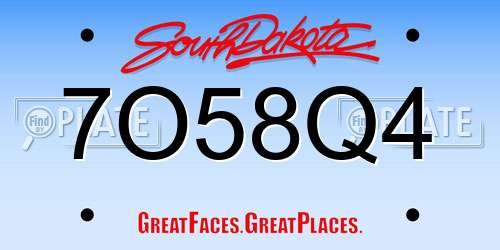 7O58Q4 South Dakota License Plate