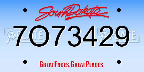 7O73429 South Dakota License Plate