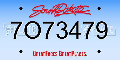 7O73479 South Dakota License Plate