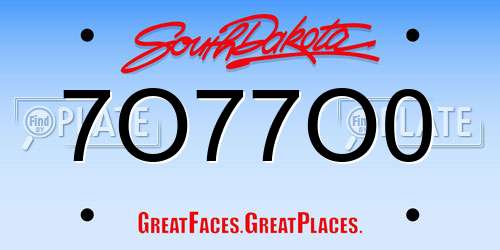 7O77O0 South Dakota License Plate