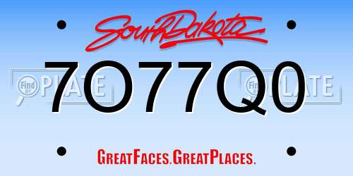 7O77Q0 South Dakota License Plate