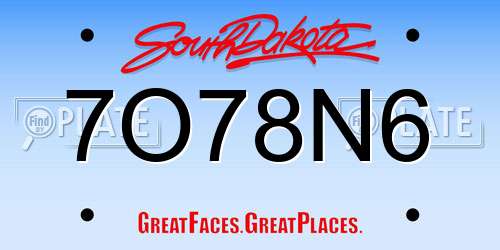 7O78N6 South Dakota License Plate